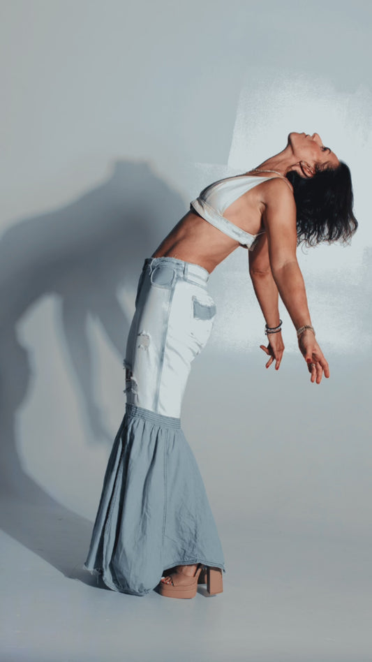 A-Denim flow jean pants